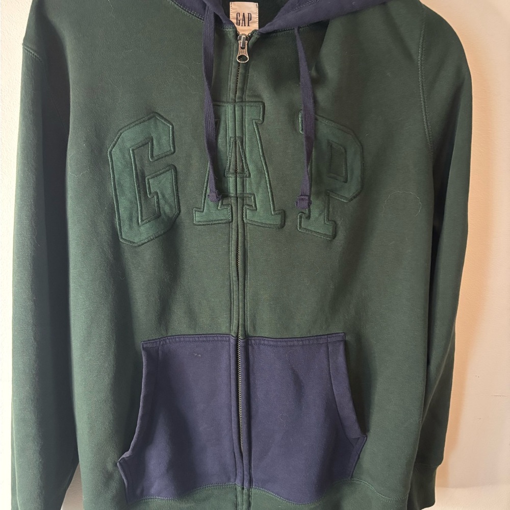 GAP Navy and Forest Green Zip-Up Hoodie